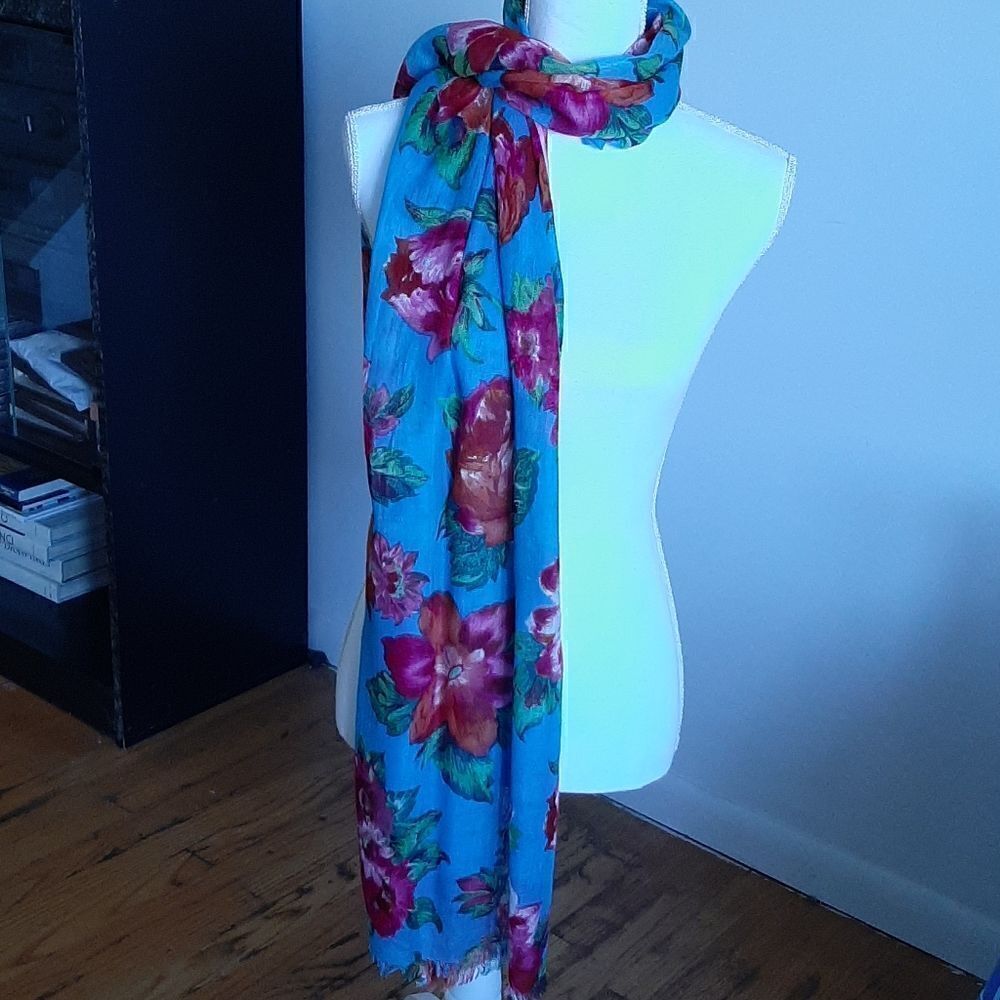 Brightly colored long scarf 